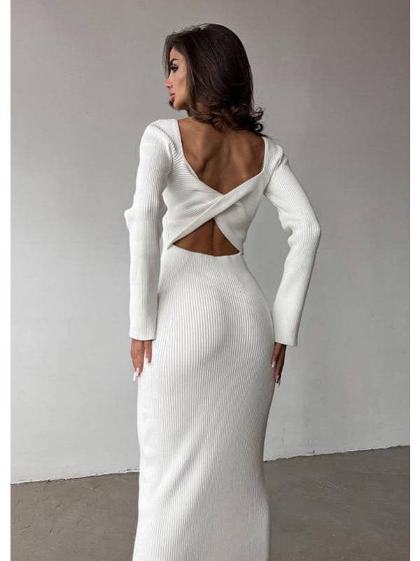 Elegance Twist Knit Midi Dress