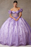 Off Shoulder Ruffle Puff Sleeve Ball Gown