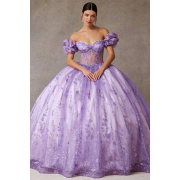 Off Shoulder Ruffle Puff Sleeve Ball Gown