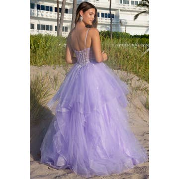 Sleeveless Bustier Illusion Top A Line Dress