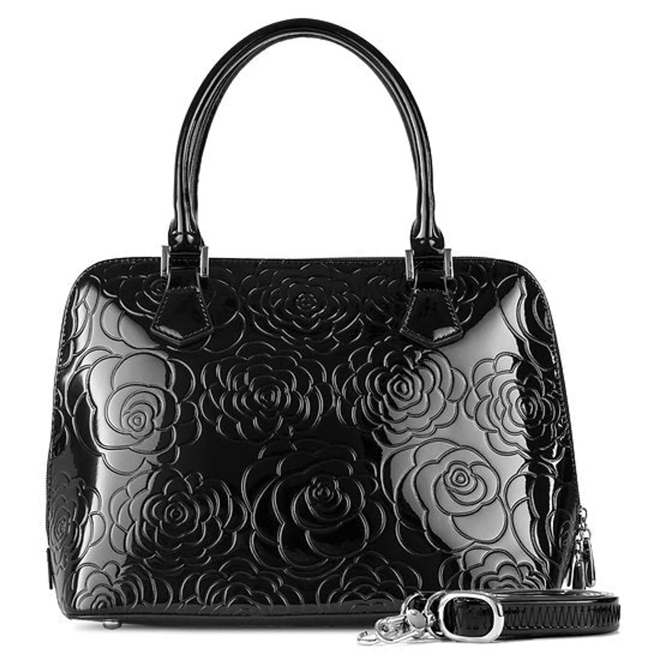 Anuta Black Medium Flower Print Leather Handbag
