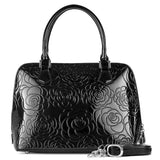 Anuta Black Medium Flower Print Leather Handbag