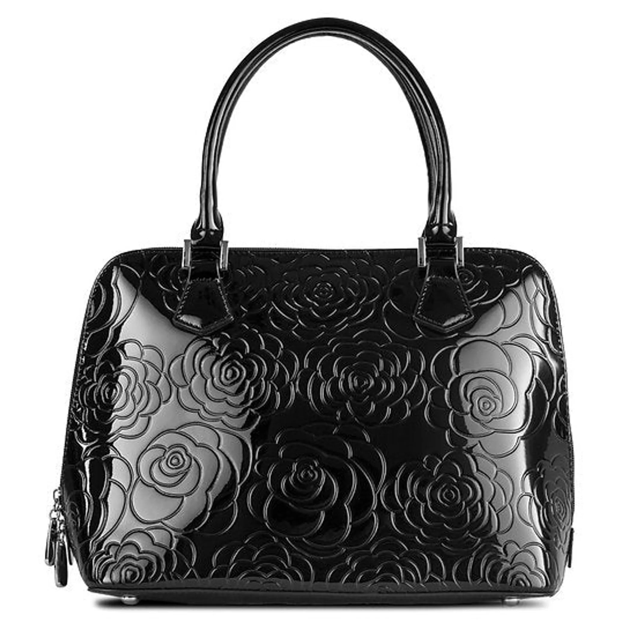 Anuta Black Medium Flower Print Leather Handbag