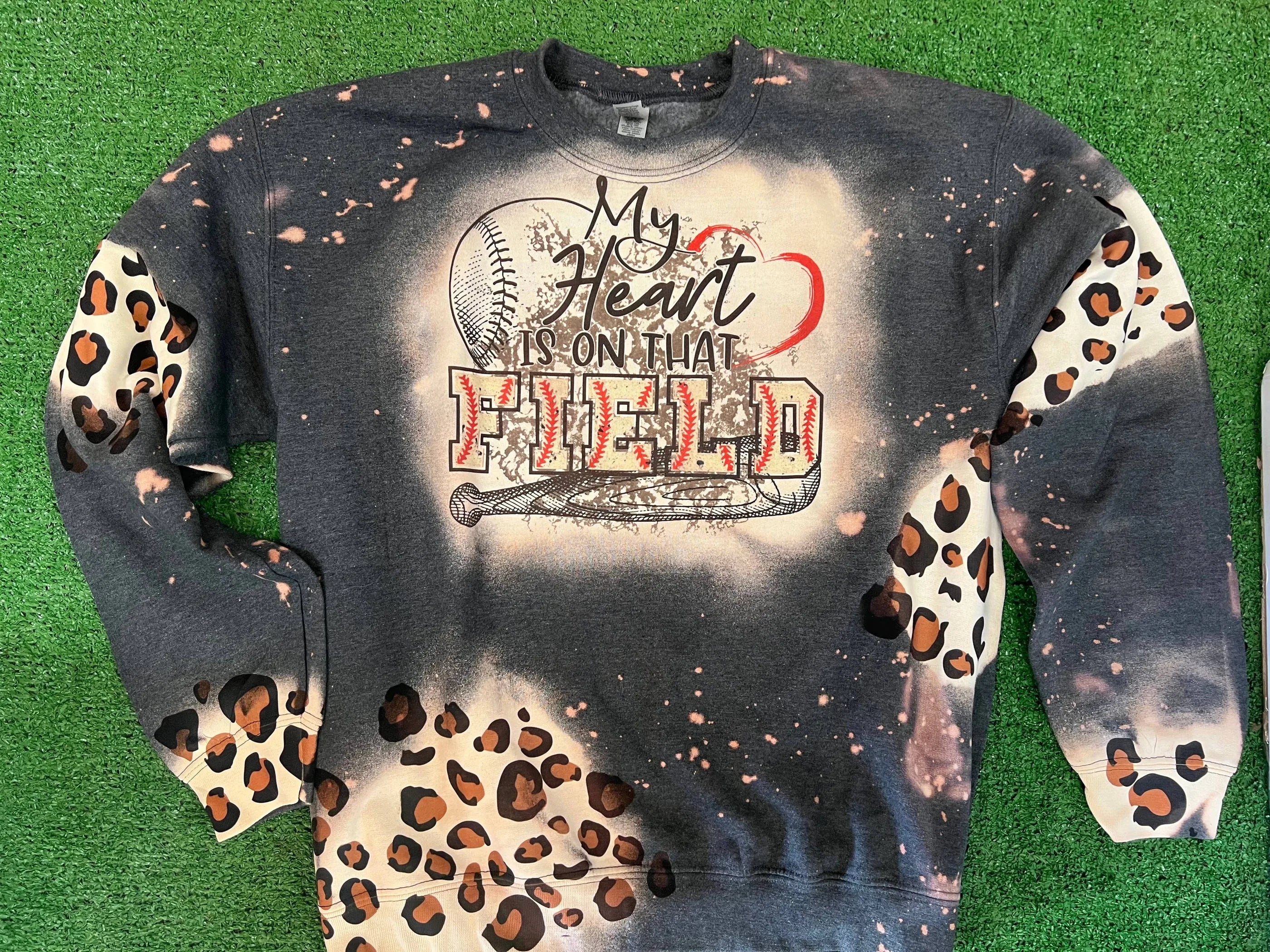 My Heart Is On That Field SweatShirt Bleached