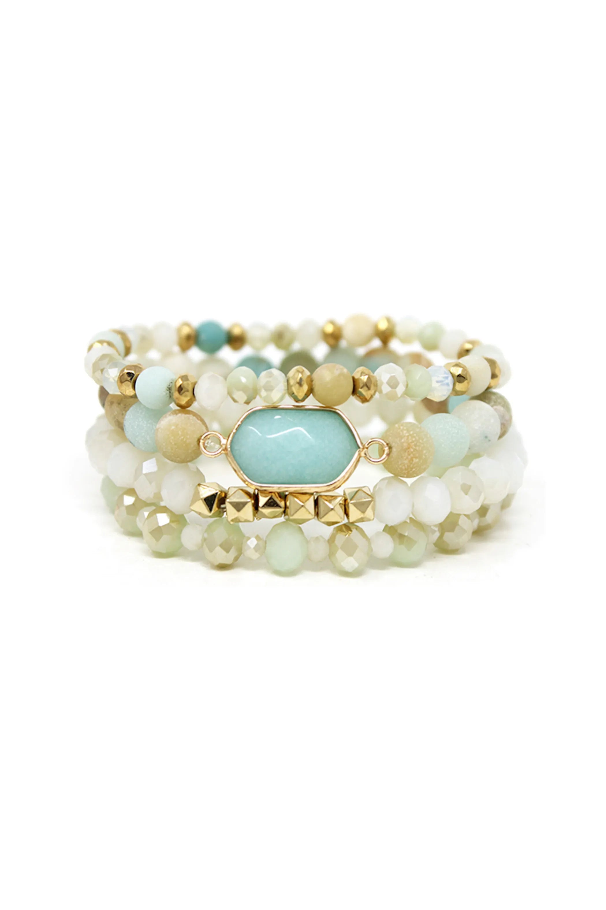Amazonite and Soapstone Beaded Stretch Bracelet