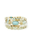 Amazonite and Soapstone Beaded Stretch Bracelet