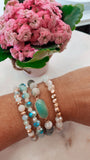 Amazonite and Soapstone Beaded Stretch Bracelet