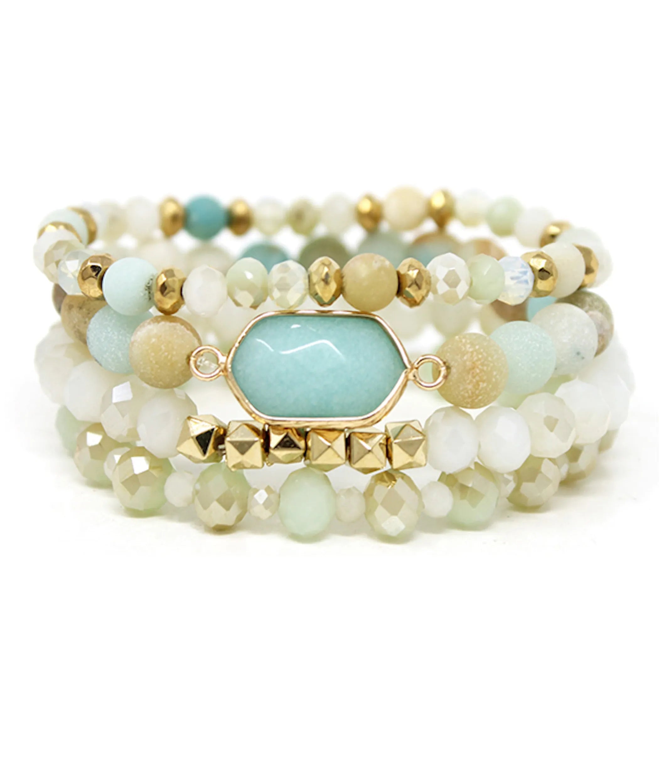 Amazonite and Soapstone Beaded Stretch Bracelet