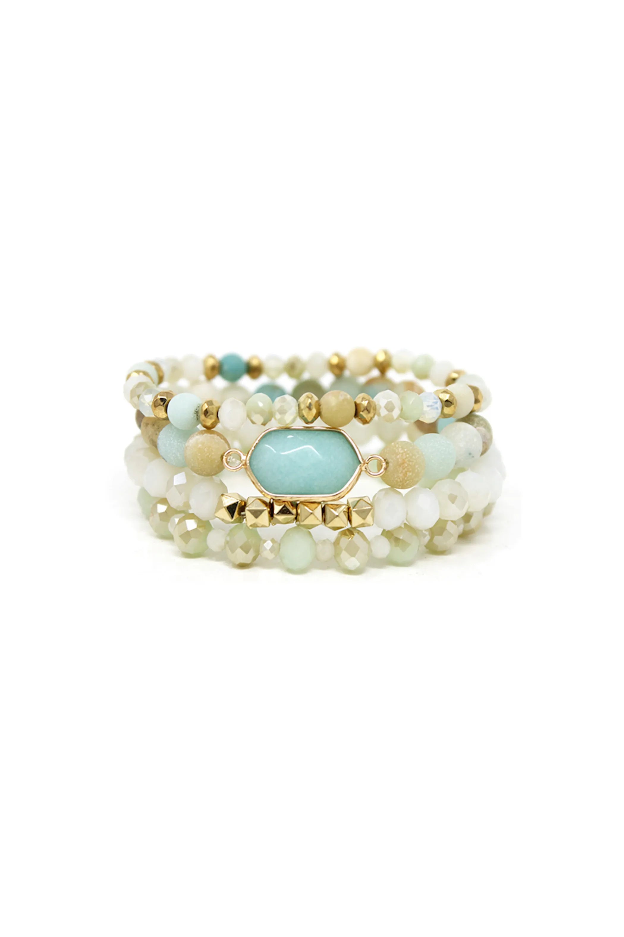 Amazonite and Soapstone Beaded Stretch Bracelet
