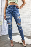 No Stress High Rise Distressed Denim Jeans