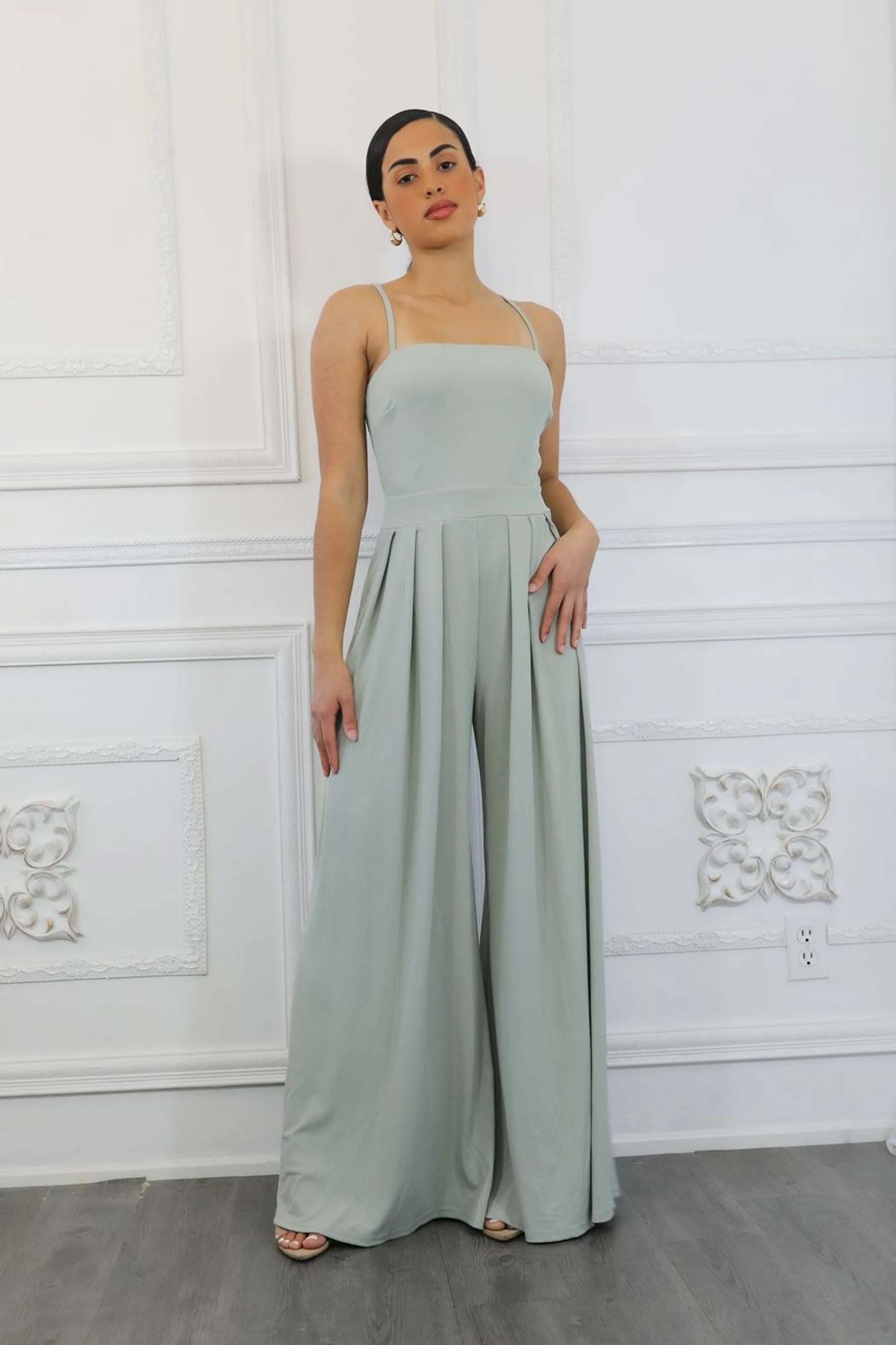 Trendy Solid Cami Wide Jumpsuit