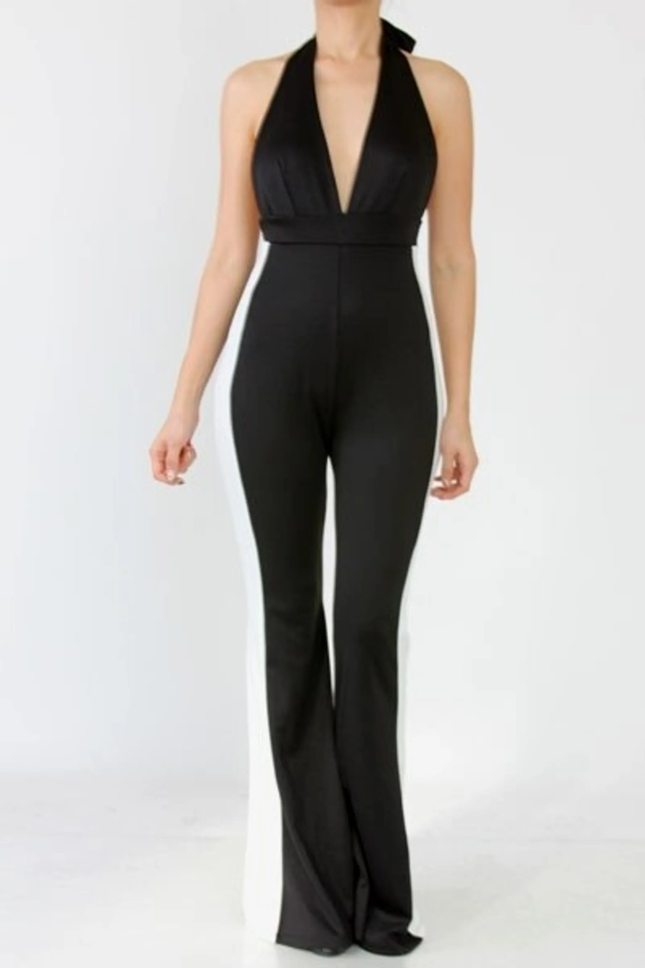 Hourglass Halter Color Block Jumpsuit