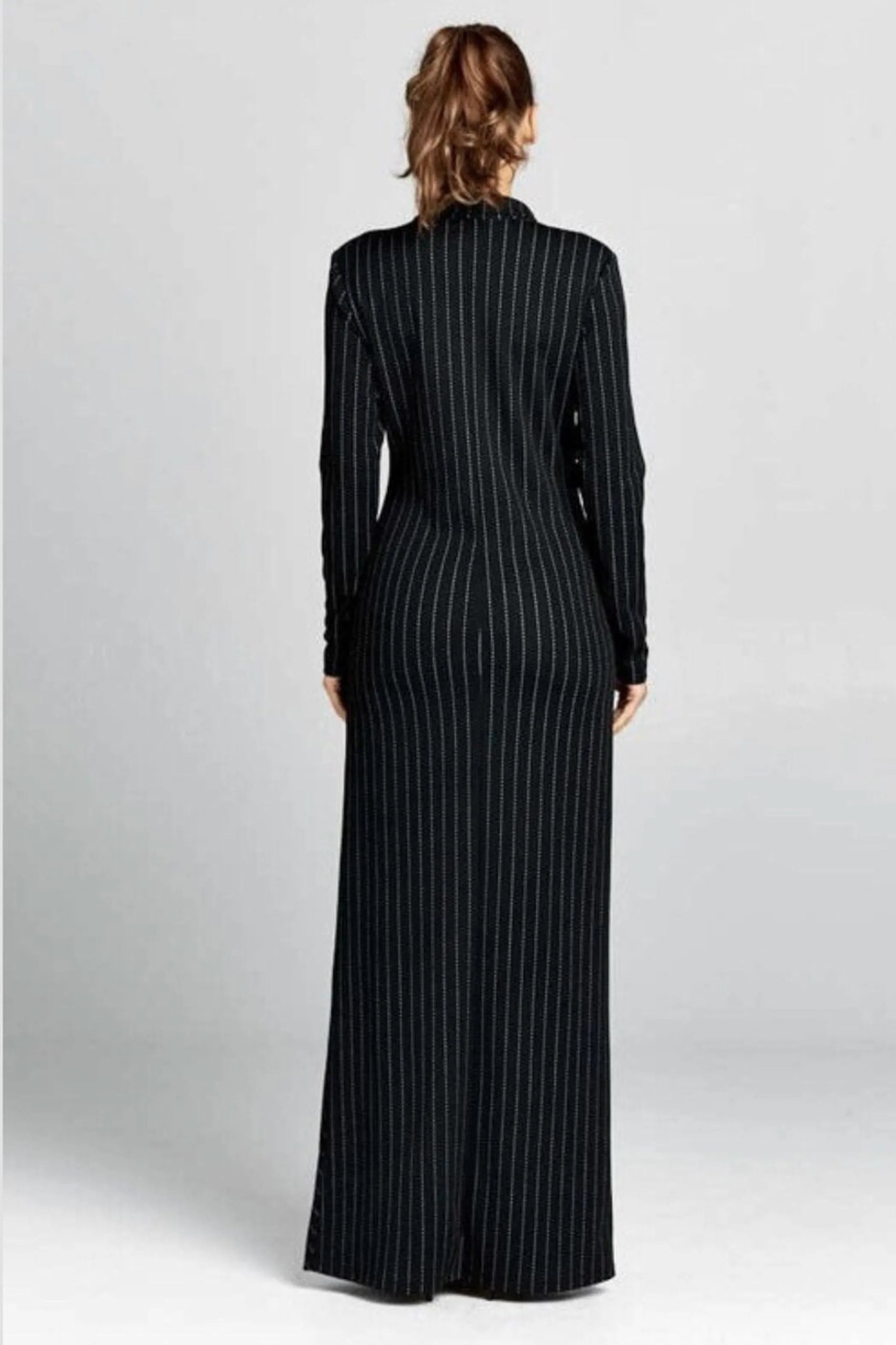 Pin There Done That Pin Stripe Jacket Maxi Dress