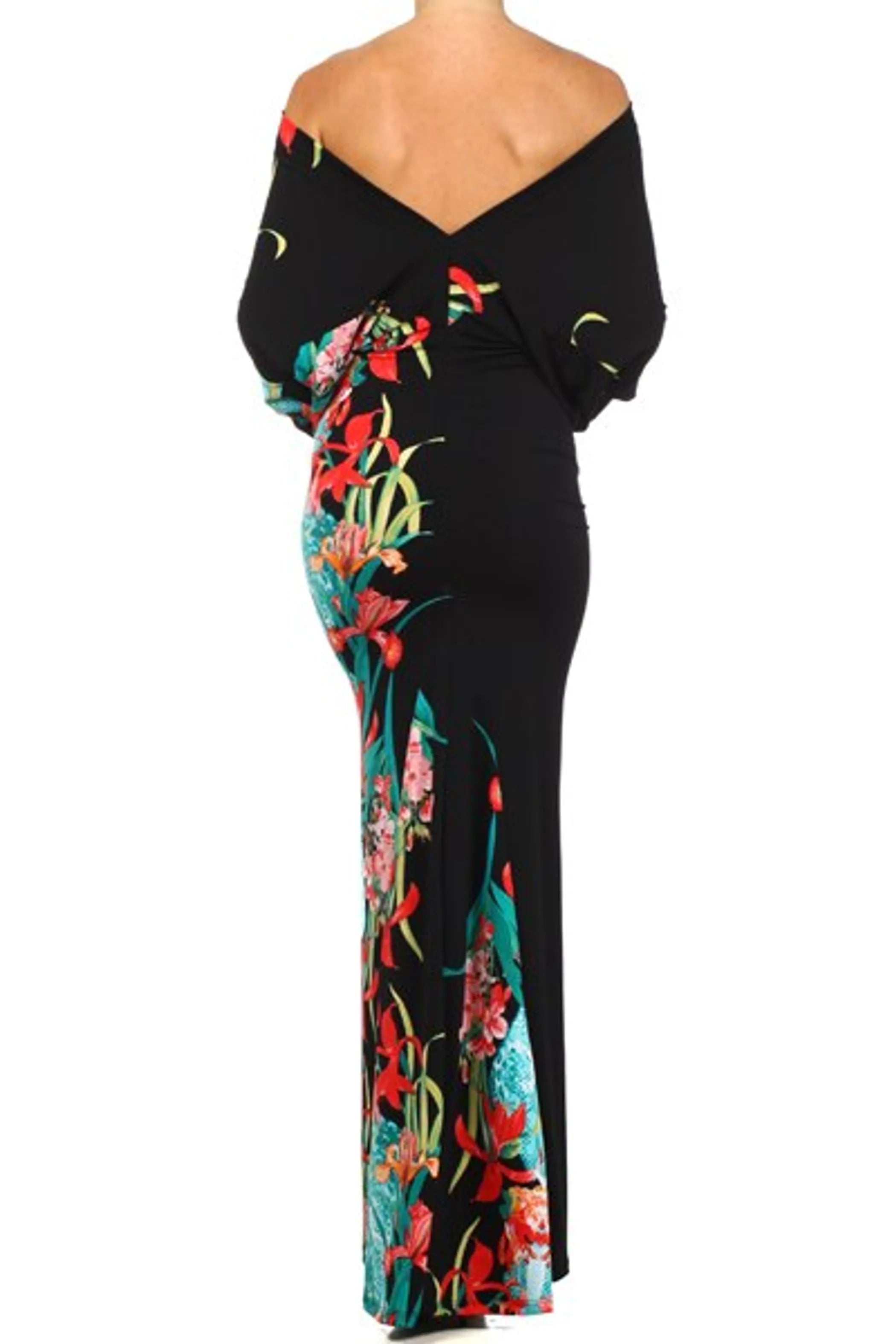 Tropical Print Dolman Maxi Dress