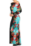 Tropical Print Dolman Maxi Dress
