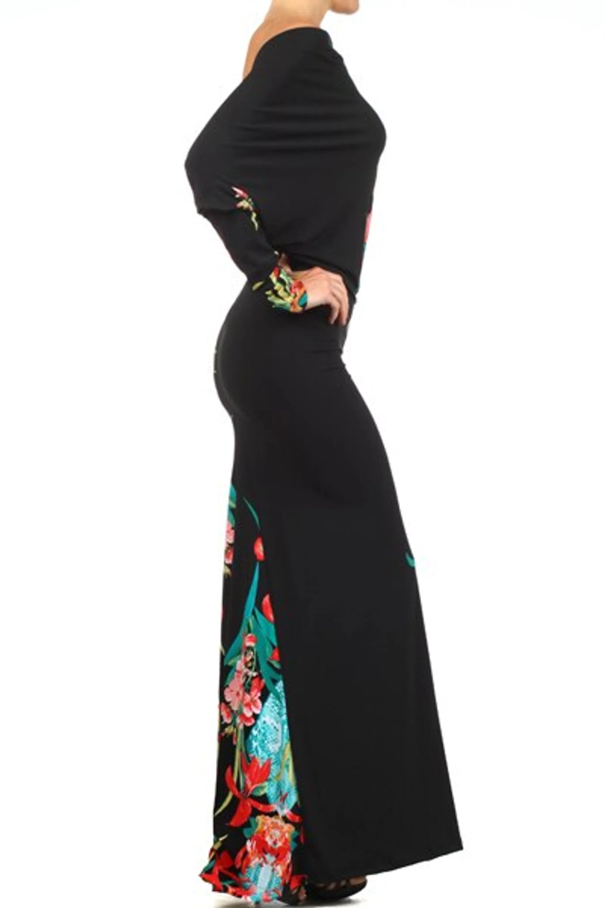 Tropical Print Dolman Maxi Dress
