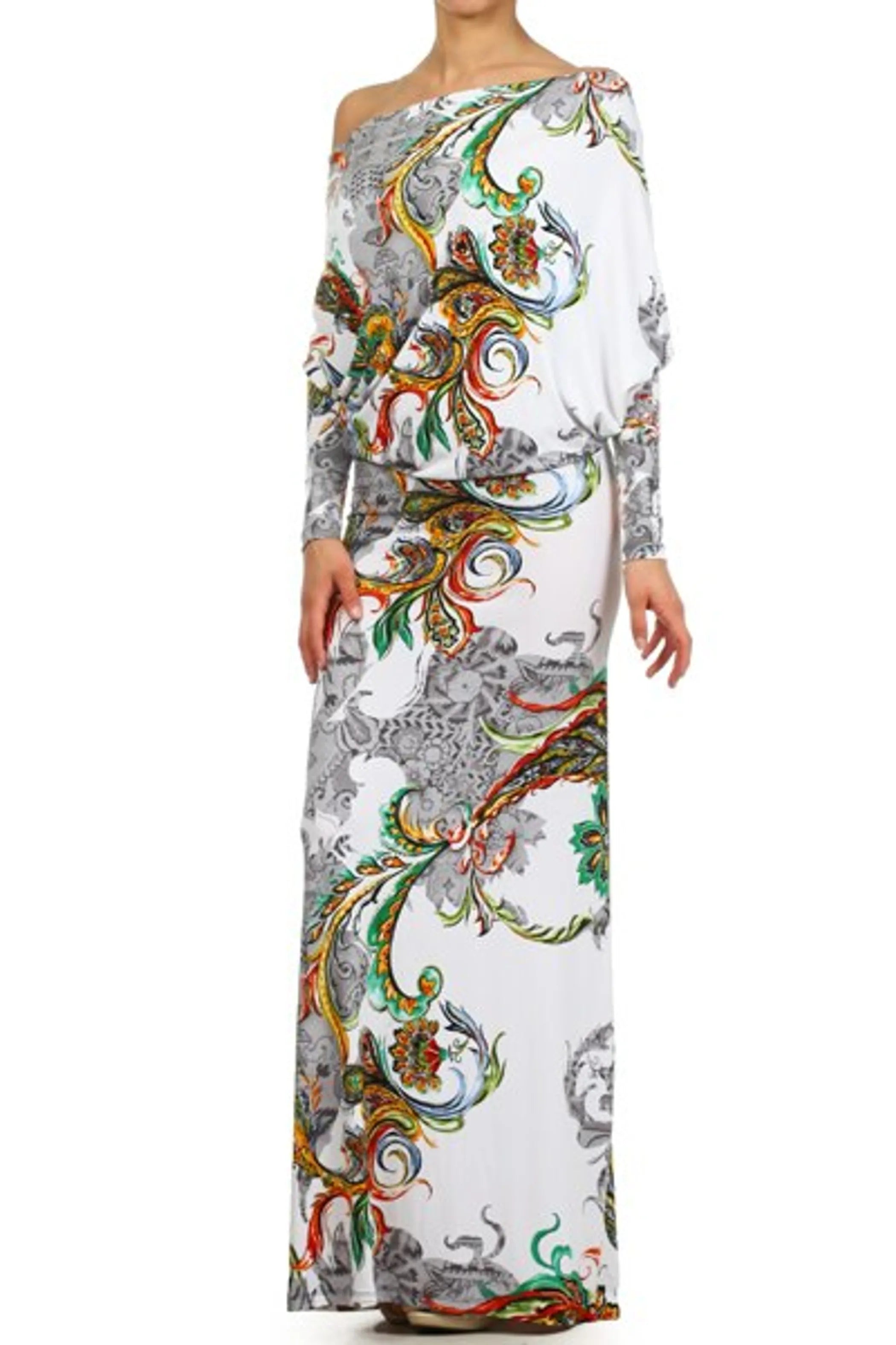 Multi Print Paisley Print Dolman Maxi Dress