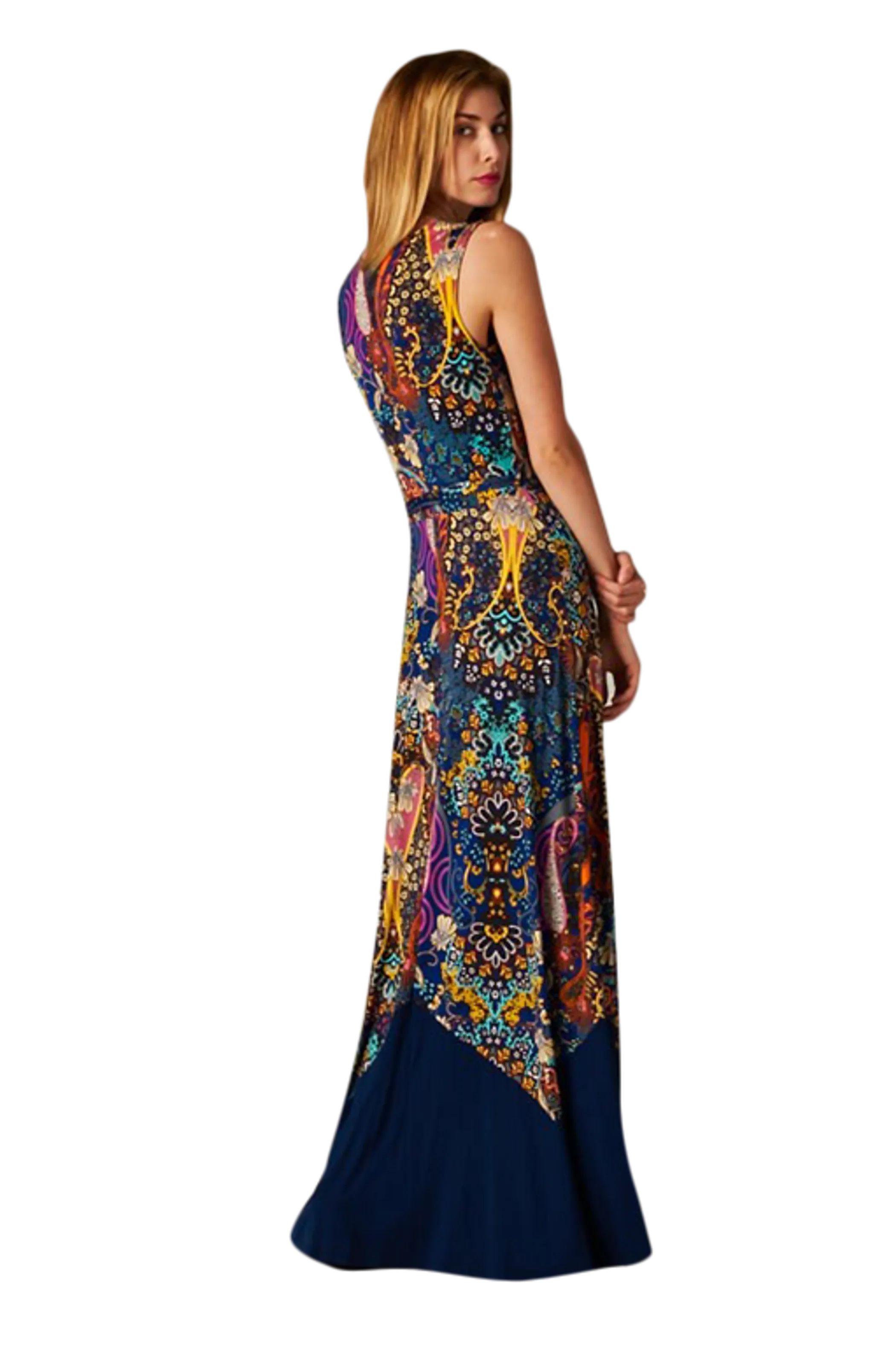 Paisley Bohemian Floral Print Sleeveless Long Maxi Dress