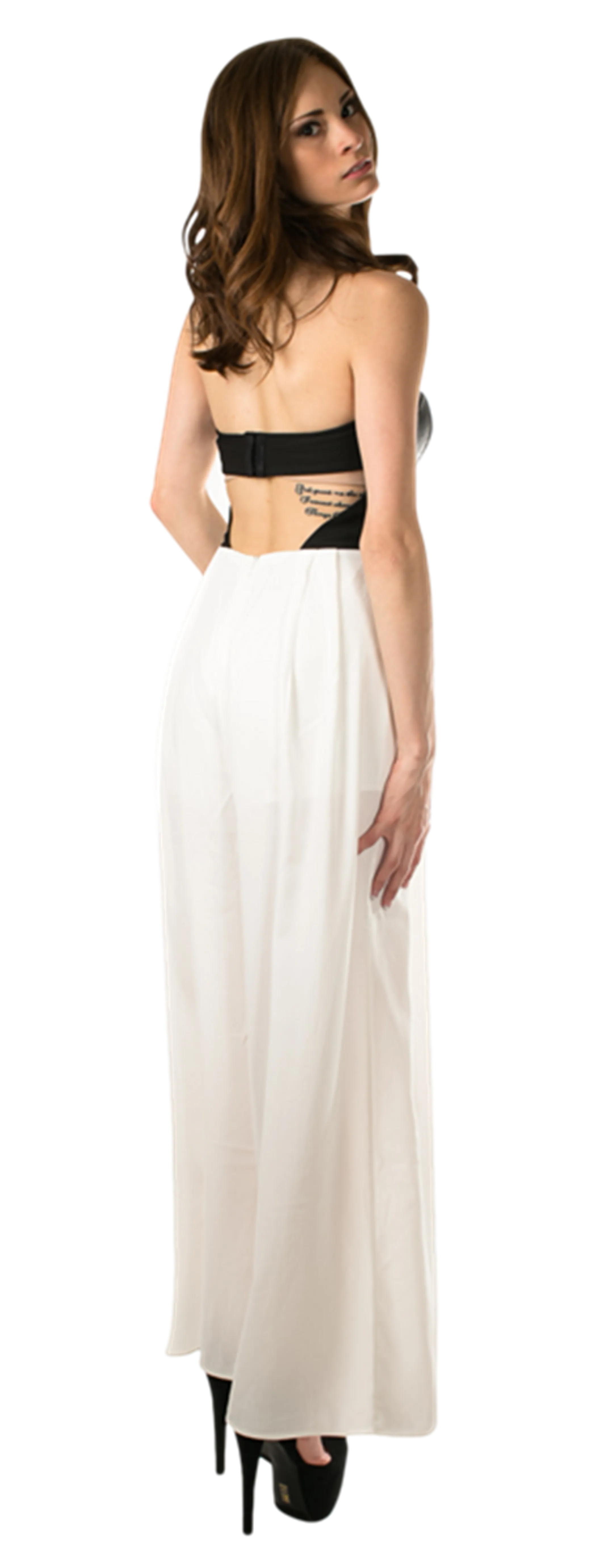 Sleek faux-leather top Jumpsuit Palazzo