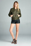 Nylon Twill Padding Bomber Jacket Olive