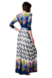 Chevron Bohemian 3/4 Sleeve Dotted Print Long Maxi Dress