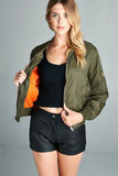 Nylon Twill Padding Bomber Jacket Olive