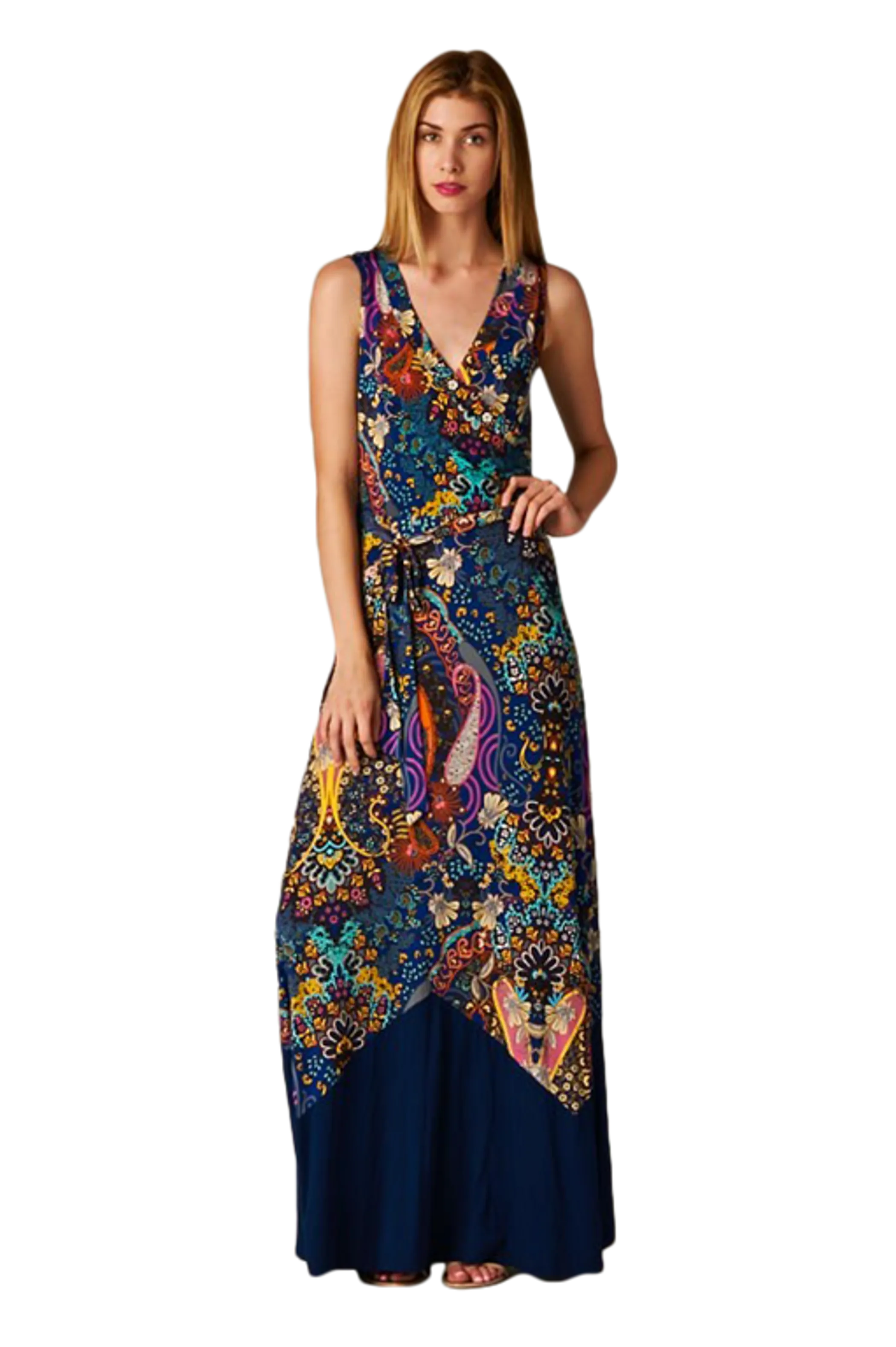 Paisley Bohemian Floral Print Sleeveless Long Maxi Dress