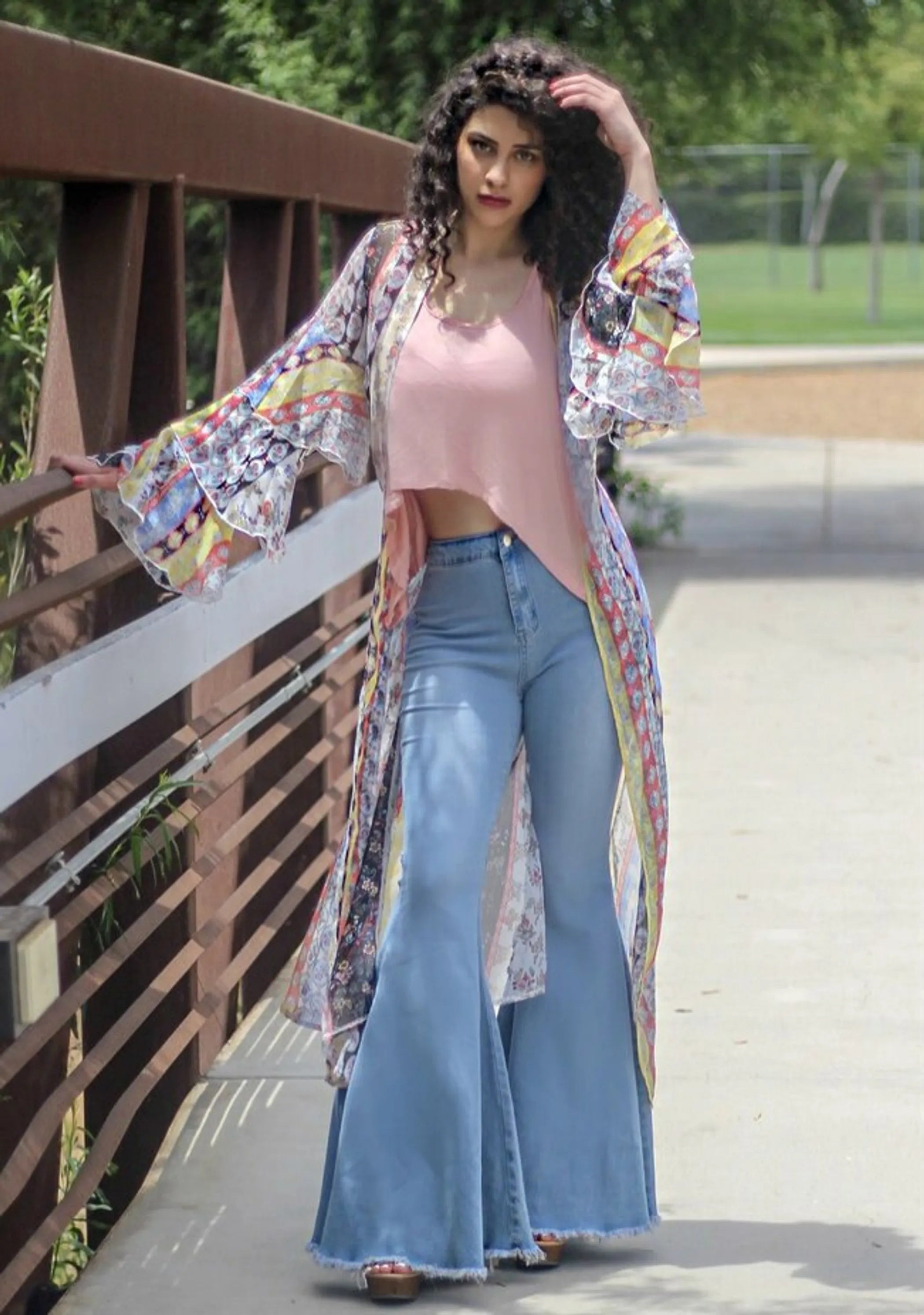 Dare To Flare High Waisted Bell Bottom Light Blue Jeans