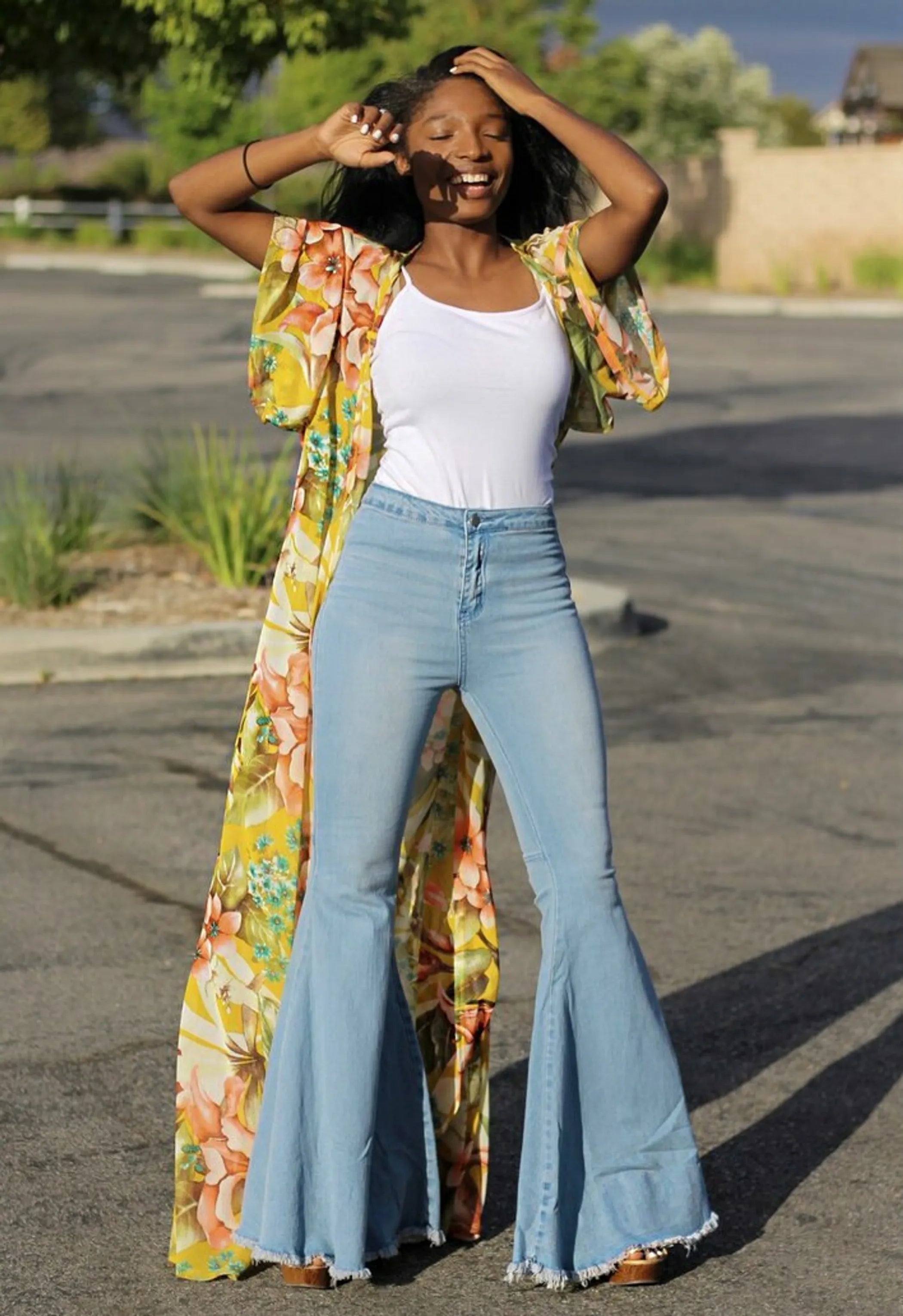 Dare To Flare High Waisted Bell Bottom Light Blue Jeans