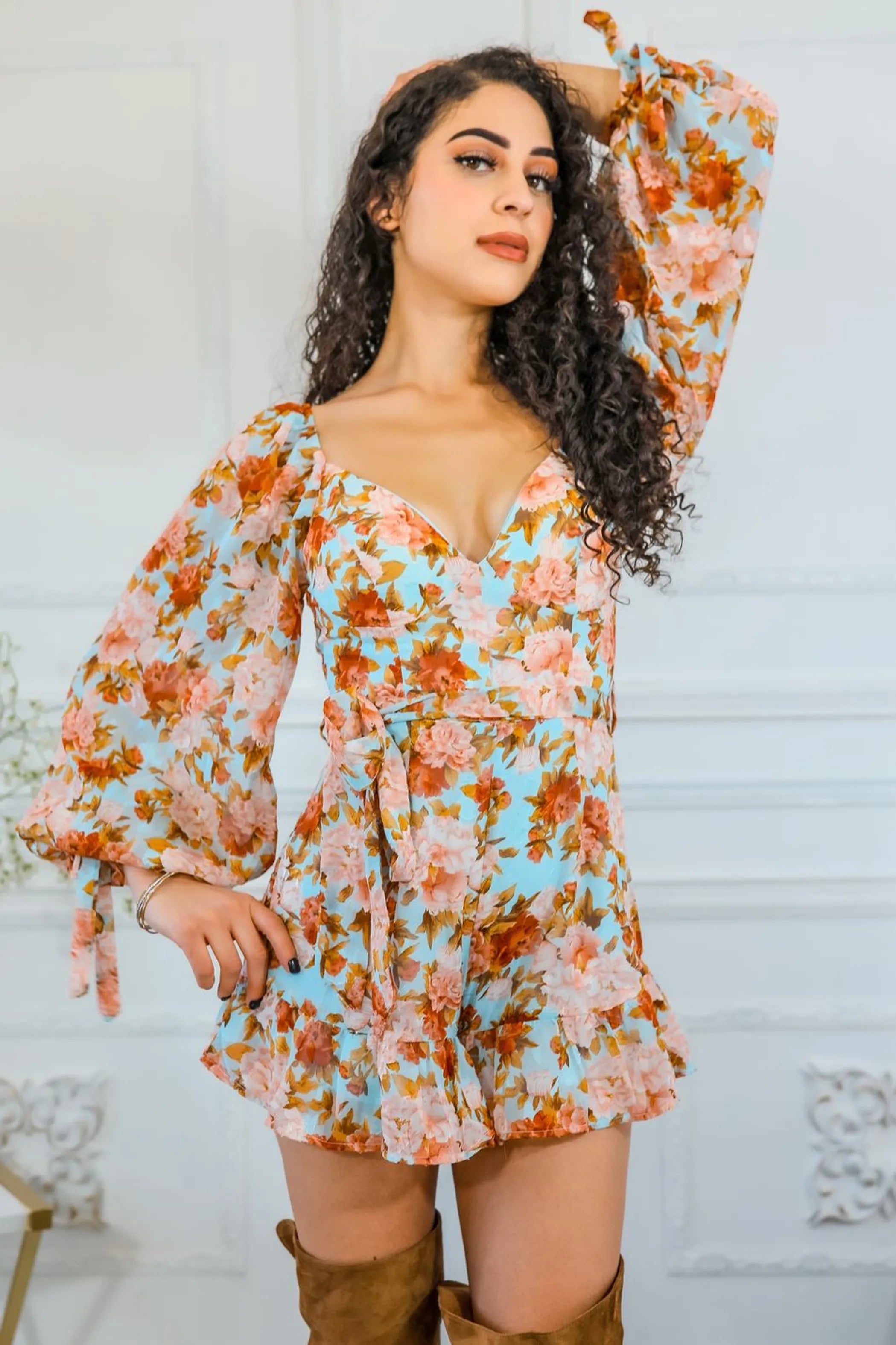 Floral Drops Ruffle Romper