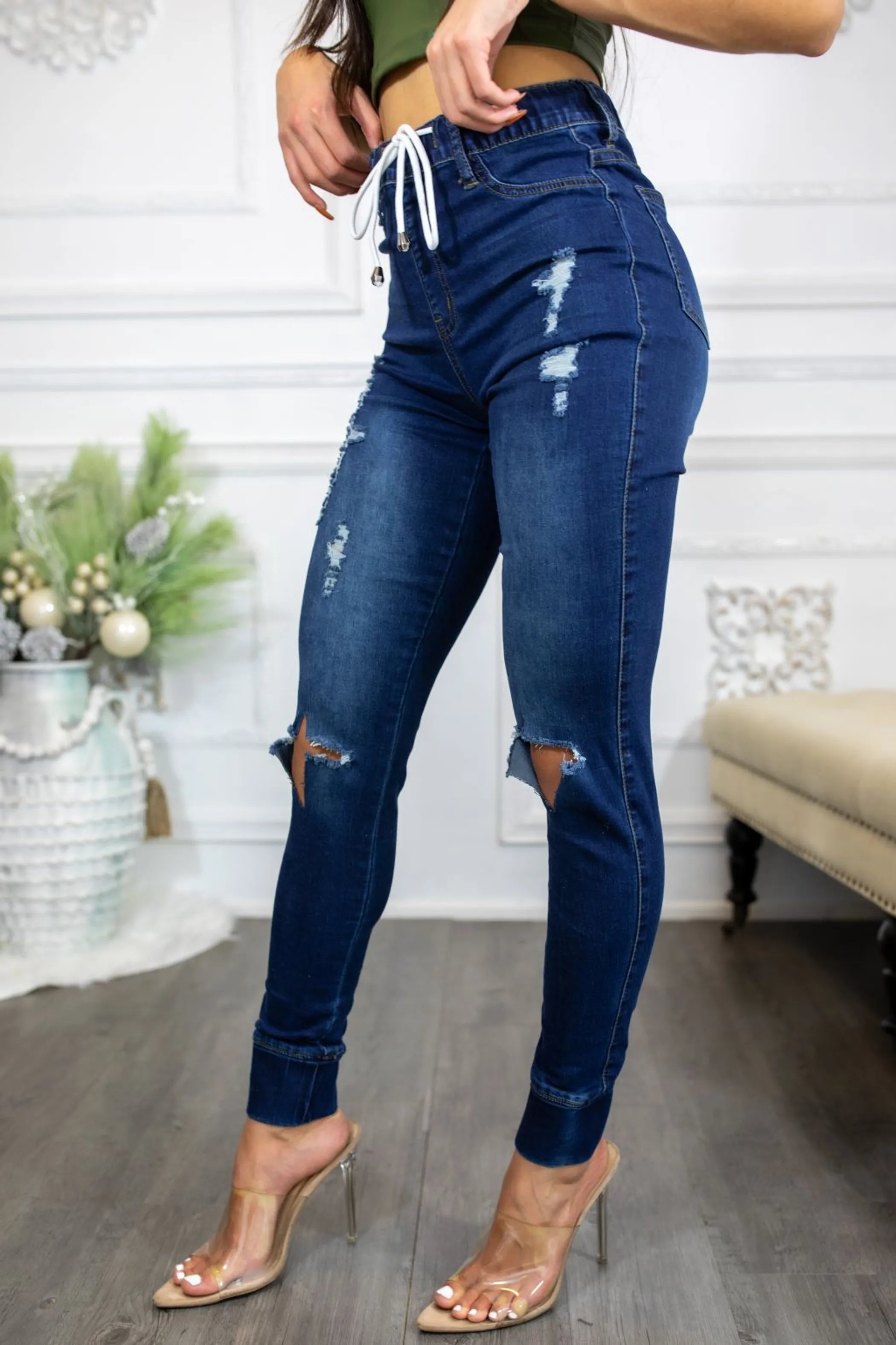 Make The Cut High Waisted Super Stretch Denim Joggers
