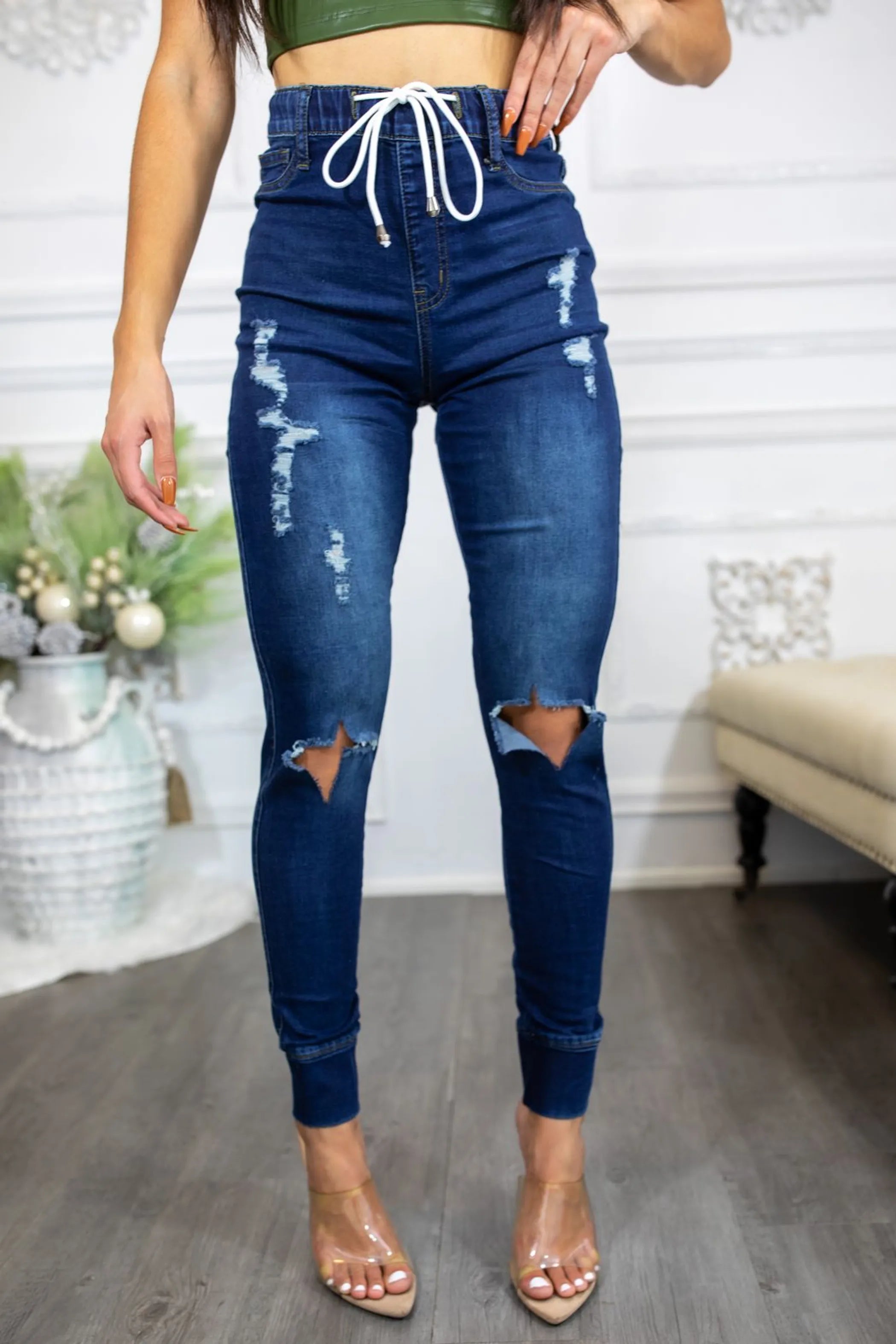 Make The Cut High Waisted Super Stretch Denim Joggers
