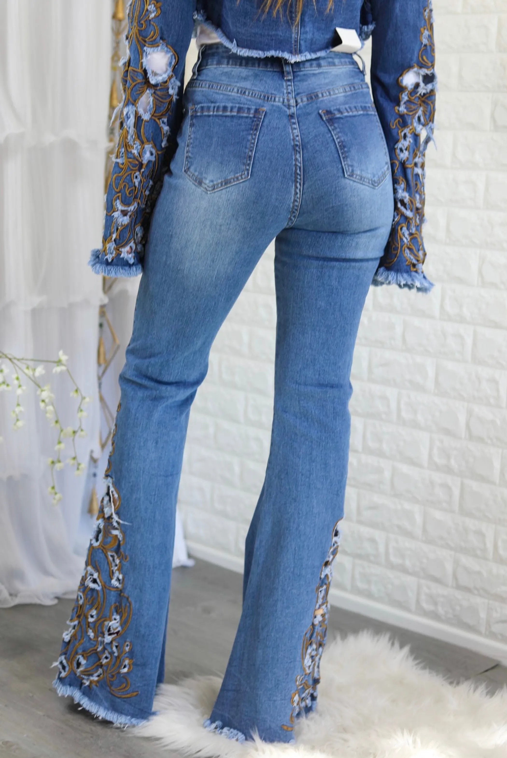 Set The Record Bell Bottom Jeans Dark