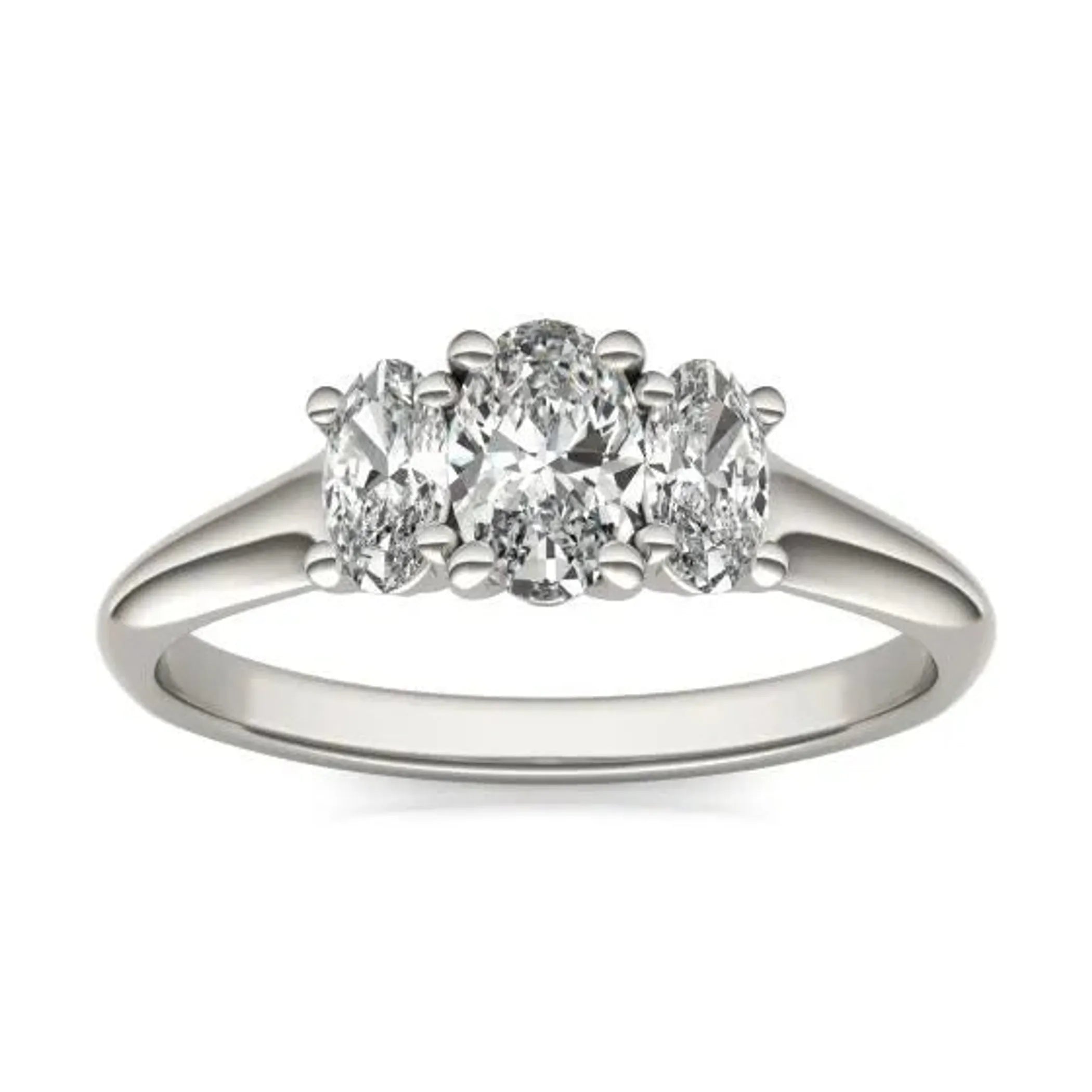 1 CTW Oval Lab Grown Diamond Three Stone Engagement Ring 14K White Gold (G-VS)