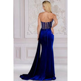 Sweetheart Embellished Neckline Velvet Dress