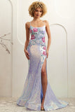 Sleeveless Floral Applique Sequin Sheath Dress