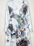 Ltmo One Size Romantic Floral V-Neck Sweater Tunic Dress (case of 2)