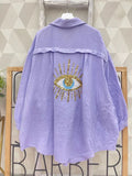 Melrose Oversized Evil Eye Gauze Cotton Shirt
