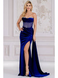 Sweetheart Embellished Neckline Velvet Dress