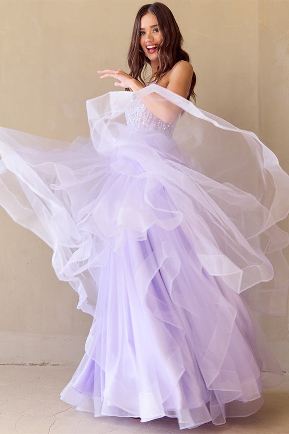 Sleeveless Bustier Illusion Top A Line Dress