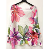 White Leaves Floral Round Knit Printed Sweater (case of 2)