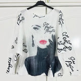 White Face Round Knit Printed Sweater (case of 2)