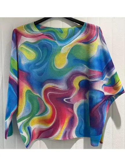 Cotie Blue Tie-Dye Round Knit Printed Sweater (case of 2)