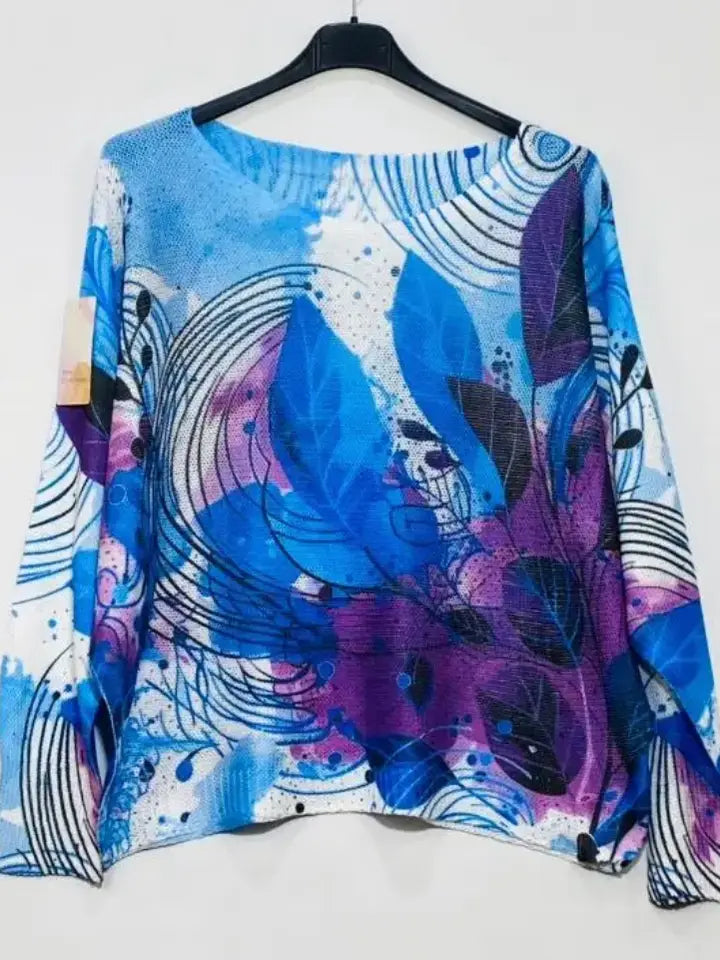 Royal Leaves Round Knit Printed Sweater (case of 2)