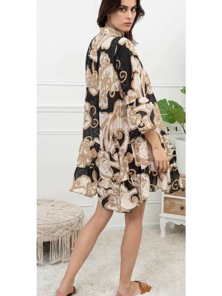 Cotton Black Beige English Eyelet Dress Cover Up LOOWIE