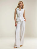 Button Up Vest and Pants Suit Set