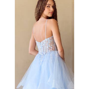 Sleeveless Bustier Illusion Top A Line Dress