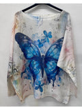 Lbu Blue Butterfly Round Knit Printed Sweater (case of 2)