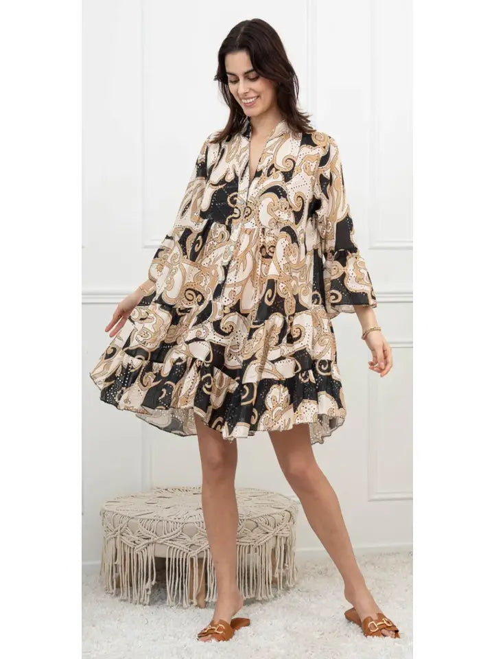 Cotton Black Beige English Eyelet Dress Cover Up LOOWIE