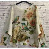 Beige Birds Round Knit Printed Sweater (case of 2)